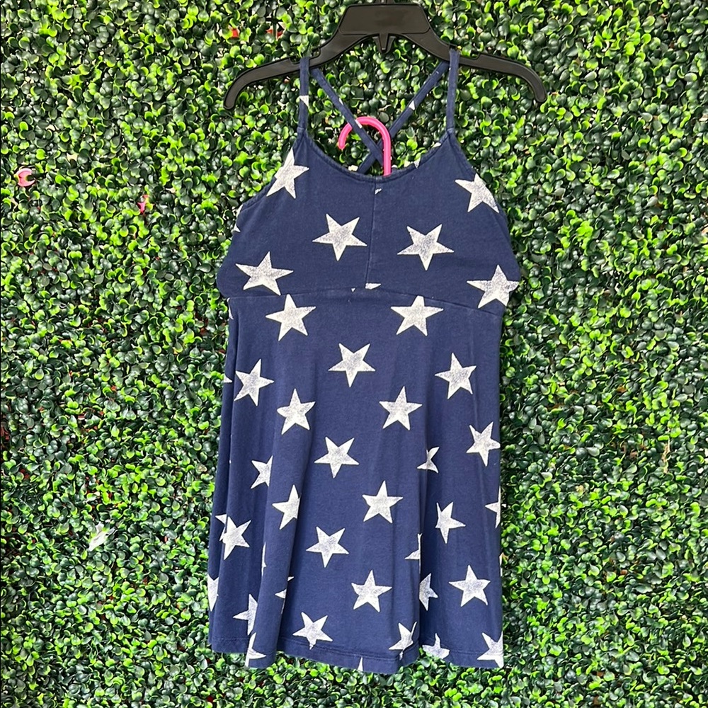 Navy Blue Star Print Kids Tank Top